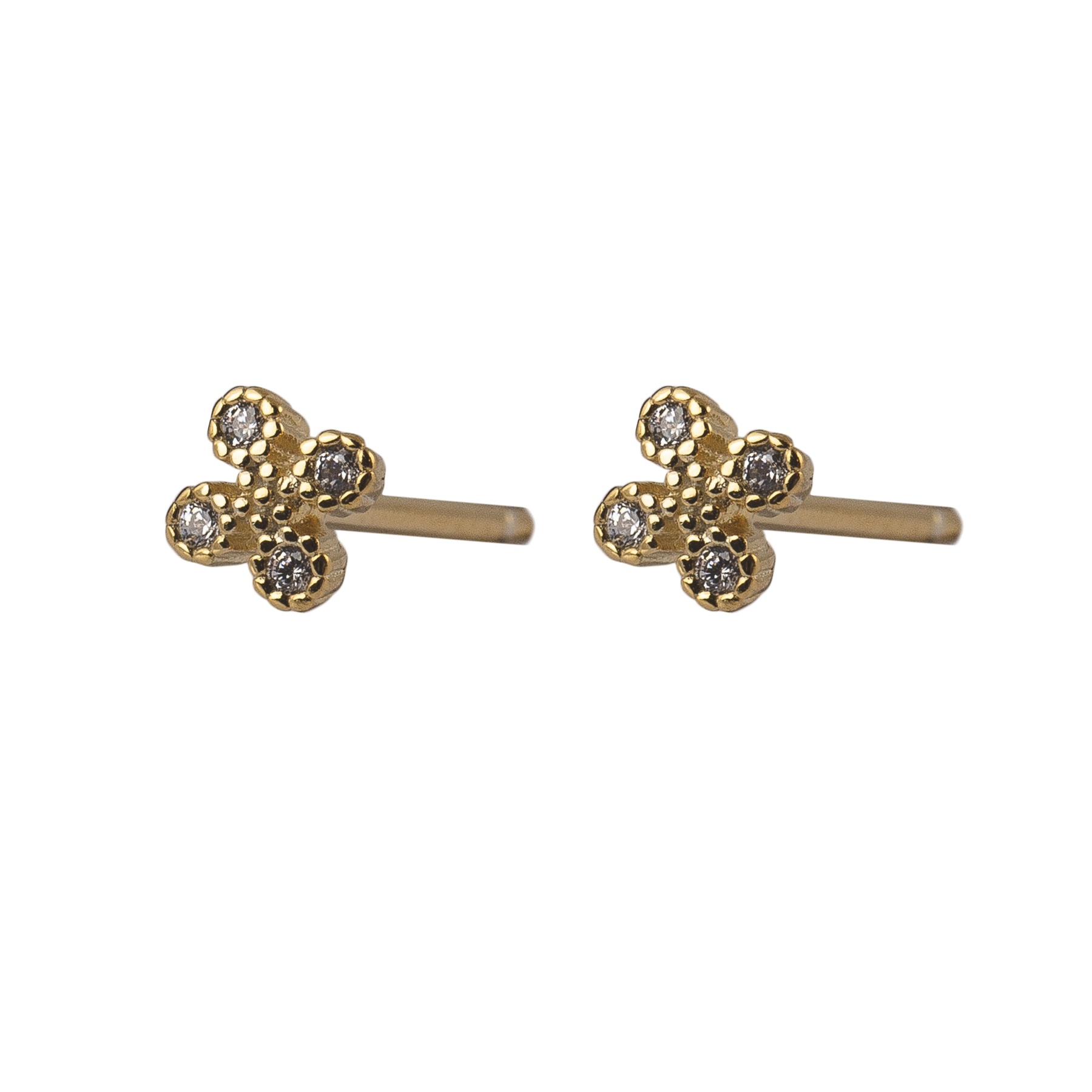 Pendientes mini flower sparkle oro