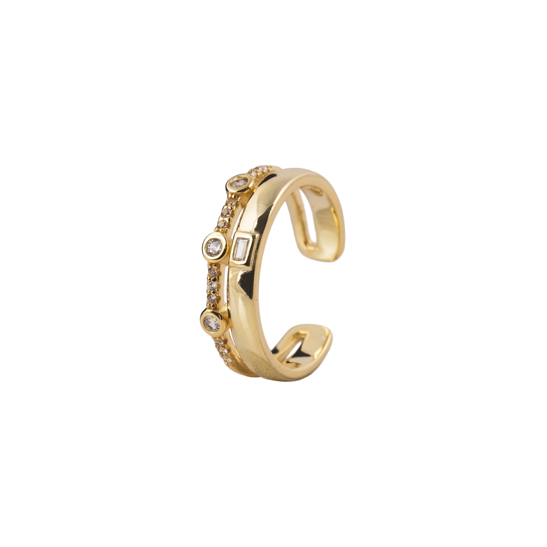 Anillo tres chatones oro