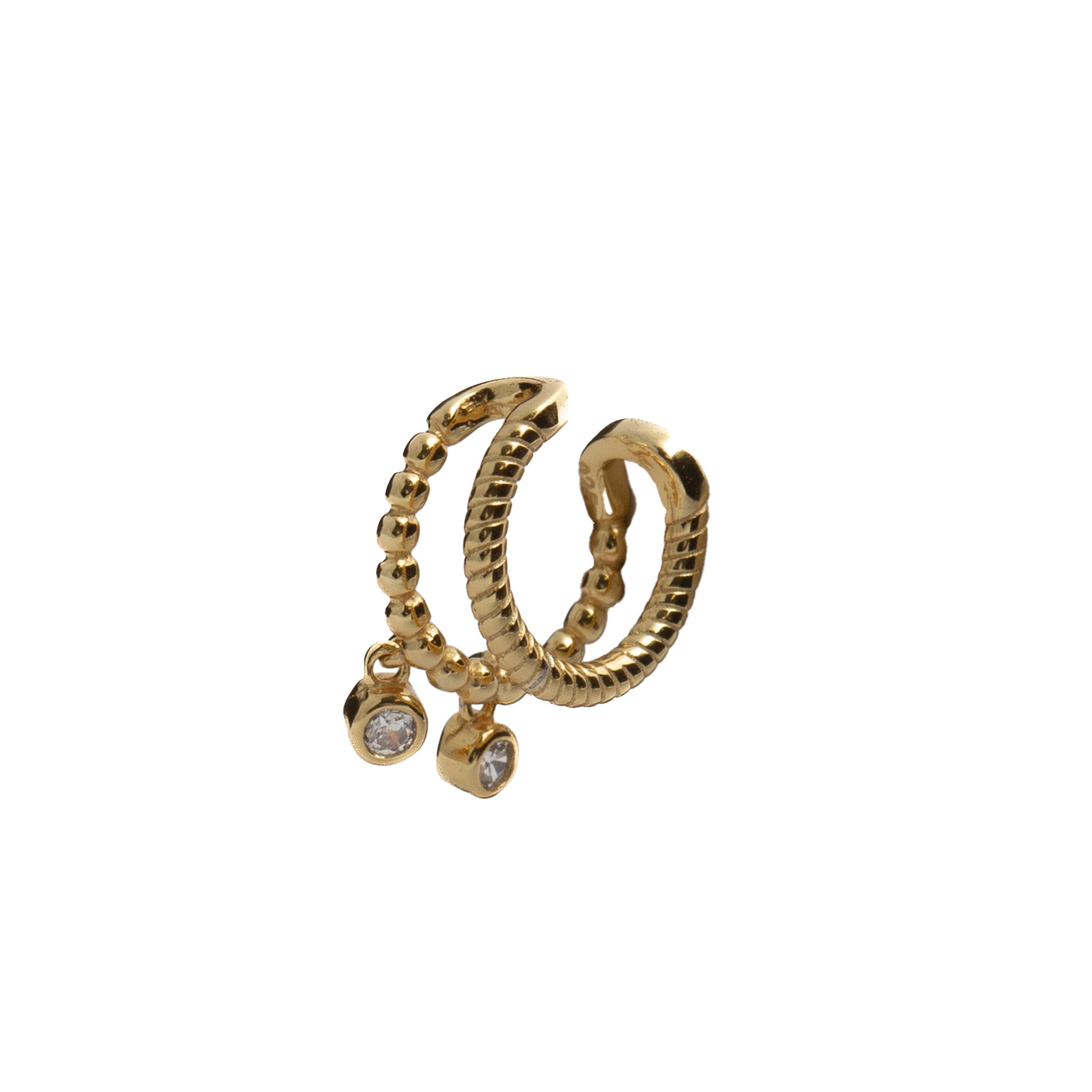 Ear Cuff Doble Chatón oro